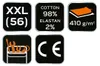 A collage of icons and text indicating product features and specifications. Produktbild-Vorschau