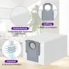 A diagram showing features of a vacuum cleaner dust bag, with the product itself shown in the foreground. Produktbild-Vorschau