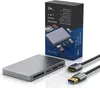 A silver 5-in-1 card reader and its packaging are displayed on a white background, along with USB cables. Náhled obrázku produktu