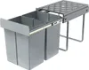 A pull-out kitchen waste bin system with two compartments, shown extended from a cabinet. Náhľad obrázku produktu