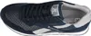 A top-down view of a blue and gray sneaker. Voir les images du produit