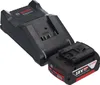 A black Bosch battery charger and a black and red Bosch battery pack are shown on a white background. Anteprima dell’immagine prodotto
