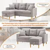 Two views of a gray sectional sofa, demonstrating the interchangeable chaise lounge position. Náhľad obrázku produktu