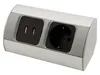 Steckdosenblock Aufbau, silber, 2fach, 2 USB 2A, 3680W Produktbild-Vorschau 2