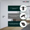 A product image showcasing door handles with descriptive text and close-up views of the product's features. Produktbild-Vorschau