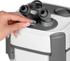 A hand is shown operating a lever on a white and gray aquarium filter. Podgląd zdjęcia produktu