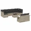 10-tlg. Garten-Sofagarnitur mit Kissen Hellgrau Poly Rattan Produktbild-Vorschau 1