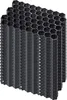 A stack of black hexagonal plastic grids. Voir les images du produit