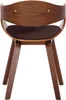 A front view of a wooden chair with a brown fabric seat. Náhled obrázku produktu