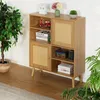 Credenza Relaxdays, 2 ante in rattan, 4 ripiani aperti, 2 Anteprima dell’immagine prodotto 3