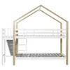 A bunk bed with a house-shaped frame, a slide, and a ladder, shown against a white background. Náhľad obrázku produktu