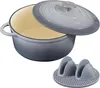 Emaille Bräter 24cm/4L Grau Gusseisen Schmortopf mit Deckel Produktbild-Vorschau 8