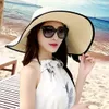 Damen Stroh Sommerhut mit Sonnen Shade Faltbar Strohhut UV Produktbild-Vorschau 4