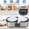 A yogurt maker is shown on a kitchen counter, with icons and text highlighting its features. Podgląd zdjęcia produktu