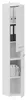 A tall, narrow white cabinet with doors and shelves, containing folders and books. Produktbild-Vorschau