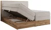A bed with its storage compartment open, showing the mattress lifted. Produktbild-Vorschau