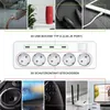 A collage of images showing a power strip with USB ports and outlets, along with various electronic devices and accessories that can be plugged into it. Produktbild-Vorschau
