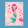 A cartoon illustration of a mermaid on a pink background with decorative elements like shells and coral, set against a blue tiled background. Anteprima dell’immagine prodotto