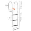 A white aluminum dock ladder with black steps is shown against a white background, with measurement annotations. Podgląd zdjęcia produktu