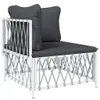 vidaXL 5 tlg. Garten Lounge Set mit Kissen Weiß Stahl - Produktbild-Vorschau 4