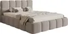 A bed with a headboard and frame upholstered in a textured boucle fabric. Náhled obrázku produktu
