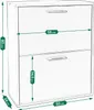 A diagram of a shoe cabinet with dimensions indicated. Voir les images du produit