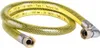 A coiled yellow gas hose with metal fittings on both ends, isolated on a white background. Náhled obrázku produktu
