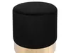 A black velvet ottoman with a gold metal base. Náhled obrázku produktu
