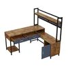 okwish L-vormig bureau met lades en metalen achterwand, Productafbeelding-voorbeeld 9