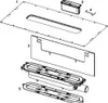 An exploded view diagram of a drain profile system, showing individual components laid out and numbered for assembly instructions. Anteprima dell’immagine prodotto