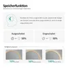 Marketing image explaining the memory function and brightness adjustment of a mirror. Produktbild-Vorschau