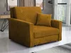 A mustard yellow corduroy sofa bed is shown in a living room setting. Náhled obrázku produktu