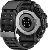 The back of a black smartwatch with a silver metal plate showing the heart rate sensor and regulatory information. Podgląd zdjęcia produktu