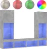 vidaXL 5-tlg. Wohnwand mit LED-Beleuchtung Betongrau Produktbild-Vorschau 1