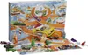 A Hot Wheels advent calendar with cars and accessories arranged in front of the open box. Produktbild-Vorschau
