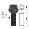 20x śruby do kół M14x1.5 34mm kulka R14 czarne SW19 felgi Podgląd zdjęcia produktu 5