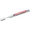 A white Edding 8750 industry paint marker with its cap off, lying on a white background. Produktbild-Vorschau