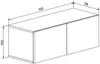 A technical drawing of a wall-mounted TV cabinet with dimensions indicated. Náhled obrázku produktu