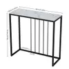 A console table with a marble top and black metal frame, shown with dimensions indicated. Produktbild-Vorschau