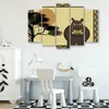 5-teiliges leinwandbild nilpferd 150x100 cm Feeby braun Produktbild-Vorschau 3