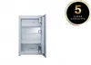 An open refrigerator with shelves and compartments, shown against a white background. A circular graphic with '5 JAHRE GARANTIE' is in the upper right corner. Produktbild-Vorschau