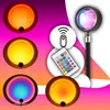 A collage of sunset lamps in different colors, a remote control, and a wireless icon. Podgląd zdjęcia produktu