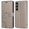 A flip cover phone case is shown from the front and back. Produktbild-Vorschau