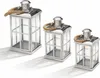 3er Set Edelstahl Glas Laternen Windlicht Gartenlaterne mit Produktbild-Vorschau 3