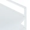 A close-up view of a white metal shelf. Produktbild-Vorschau