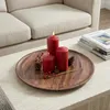 Plateau décoratif rond en bois de noyer naturel - 38 cm - Voir les images du produit 6