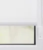 A close-up view of a white roller blind partially covering a window. The blind mechanism and pull cord are visible on the right side. Produktbild-Vorschau