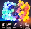 A close-up of a string of colorful LED lights with icons and text at the bottom indicating product features. Produktbild-Vorschau