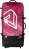 A pink and black rolling duffel bag with a white graphic design. Produktbild-Vorschau
