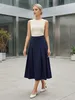 Elegant midi-rok met plooien en elastische tailleband. Productafbeelding-voorbeeld 4